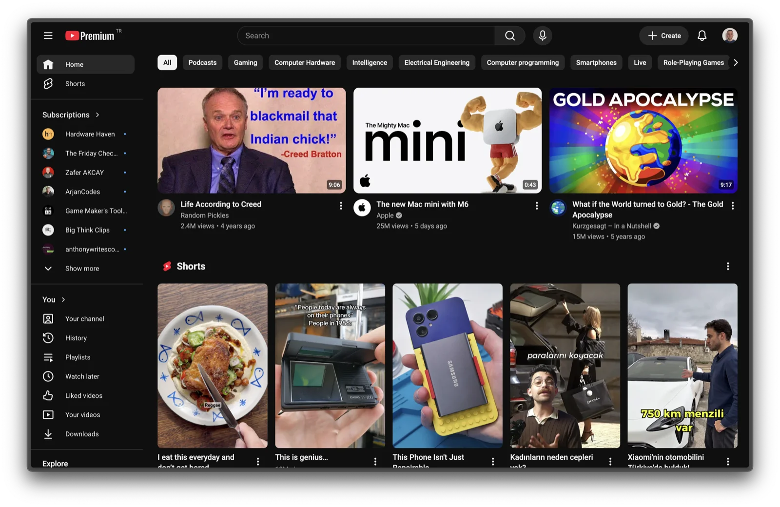 YouTube at maximum fun: a wall of colorful thumbnails